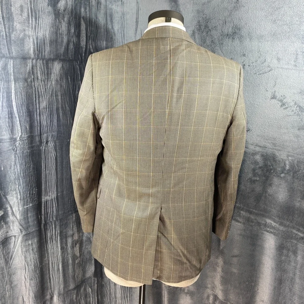 Daniel Cremieux Blazer Mens 44R 3 Button Wool Suit Jacket Windowpane Houndstooth